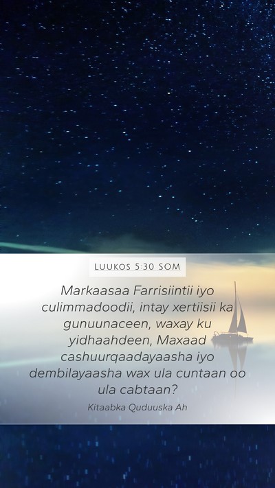 Luukos 5:30 SOM Bible Verse Image