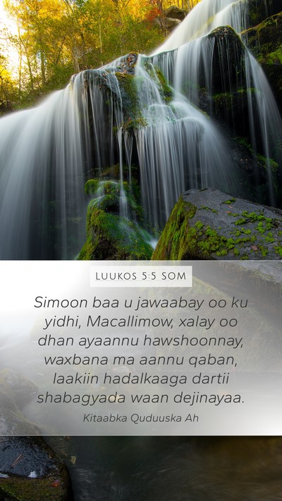Luukos 5:5 SOM Bible Verse Image