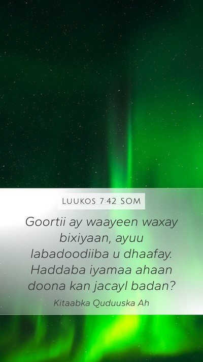 Luukos 7:42 SOM Mobile Phone Wallpaper - Goortii ay waayeen waxay bixiyaan, ayuu - Mobile Bible Verse Wallpaper