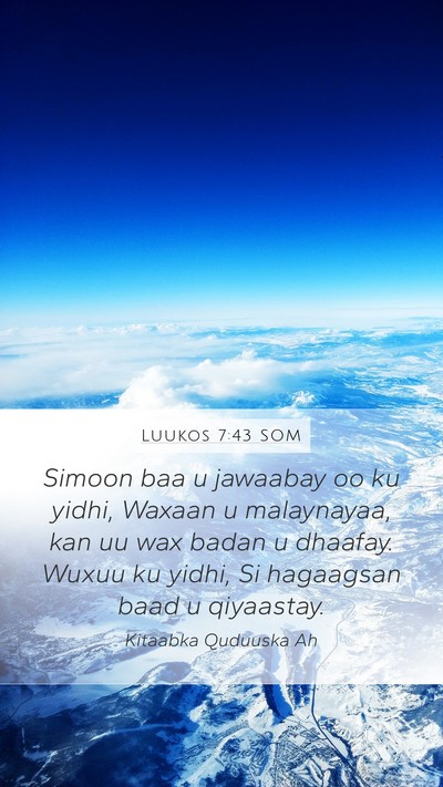 Luukos 7:43 SOM Bible Verse Image