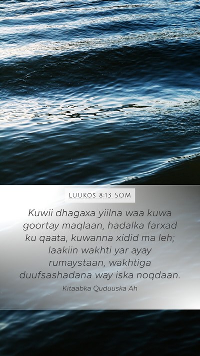Luukos 8:13 SOM Bible Verse Image