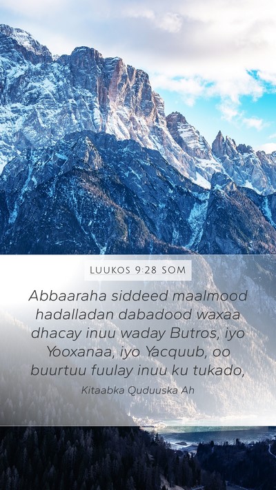 Luukos 9:28 SOM Bible Verse Image