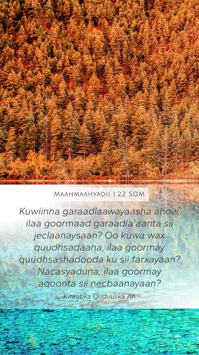 Maahmaahyadii 1:22 SOM Bible Verse Image