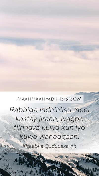Maahmaahyadii 15:3 SOM Bible Verse Image