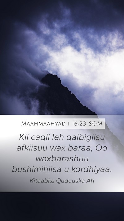 Maahmaahyadii 16:23 SOM Bible Verse Image