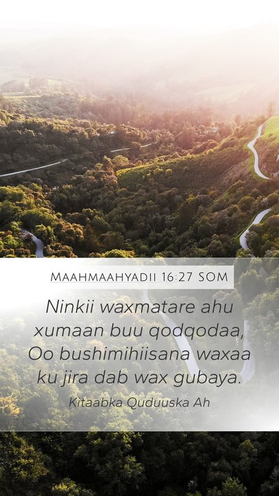 Maahmaahyadii 16:27 SOM Bible Verse Image