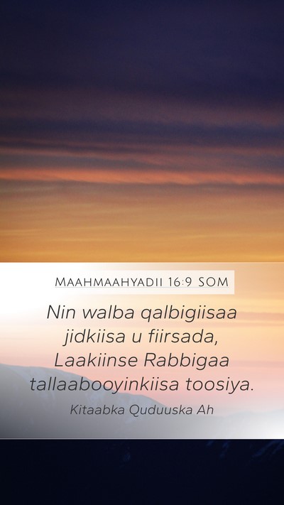 Maahmaahyadii 16:9 SOM Bible Verse Image