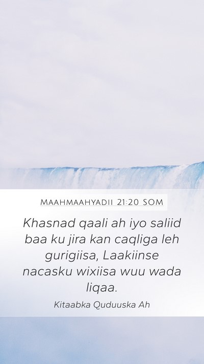 Maahmaahyadii 21:20 SOM Bible Verse Image