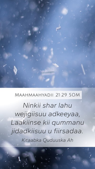 Maahmaahyadii 21:29 SOM Bible Verse Image
