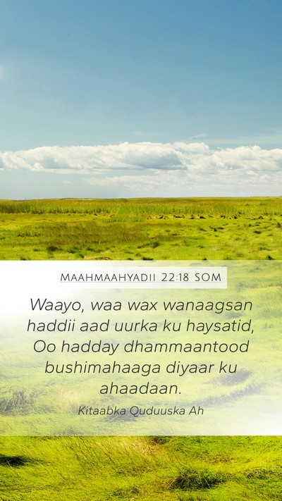 Maahmaahyadii 22:18 SOM Bible Verse Image