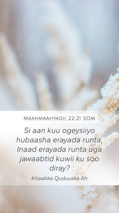 Maahmaahyadii 22:21 SOM Bible Verse Image