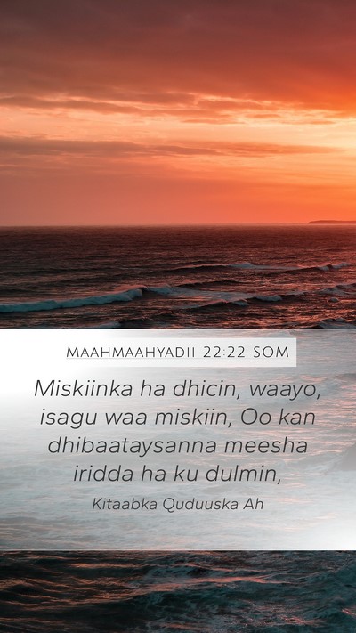Maahmaahyadii 22:22 SOM Bible Verse Image