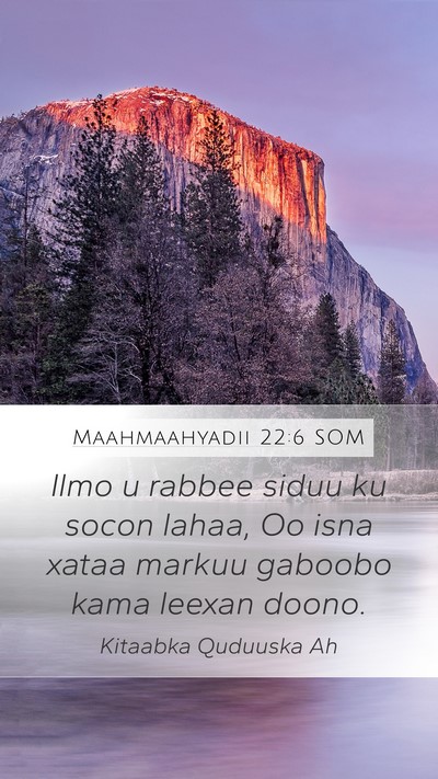 Maahmaahyadii 22:6 SOM Bible Verse Image