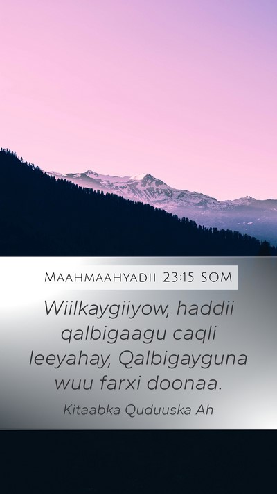 Maahmaahyadii 23:15 SOM Bible Verse Image