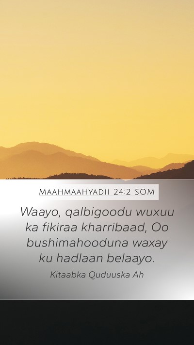 Maahmaahyadii 24:2 SOM Bible Verse Image