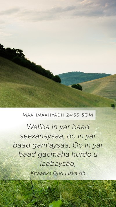 Maahmaahyadii 24:33 SOM Bible Verse Image