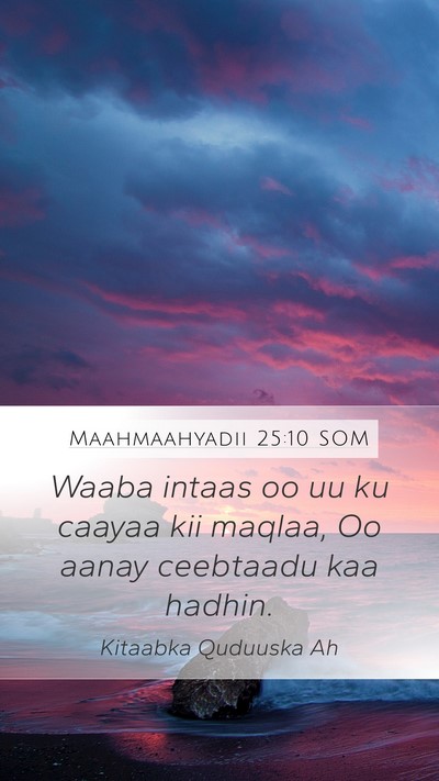 Maahmaahyadii 25:10 SOM Mobile Phone Wallpaper - Waaba intaas oo uu ku caayaa kii maqlaa, Oo aanay - Mobile Bible Verse Wallpaper