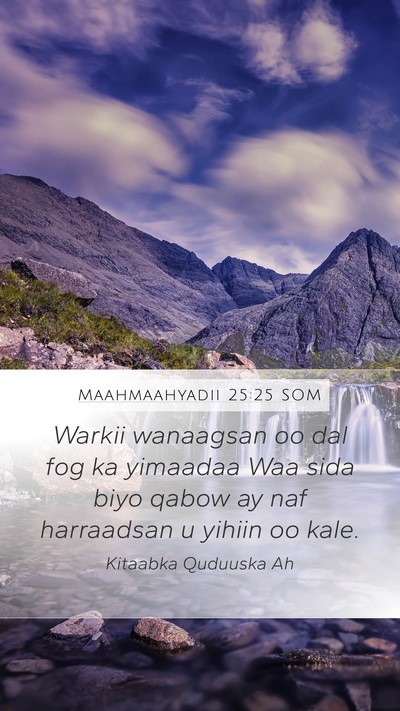 Maahmaahyadii 25:25 SOM Bible Verse Image
