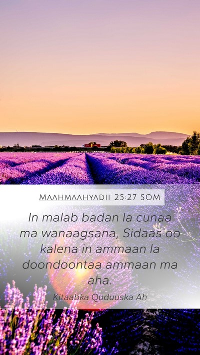 Maahmaahyadii 25:27 SOM Bible Verse Image