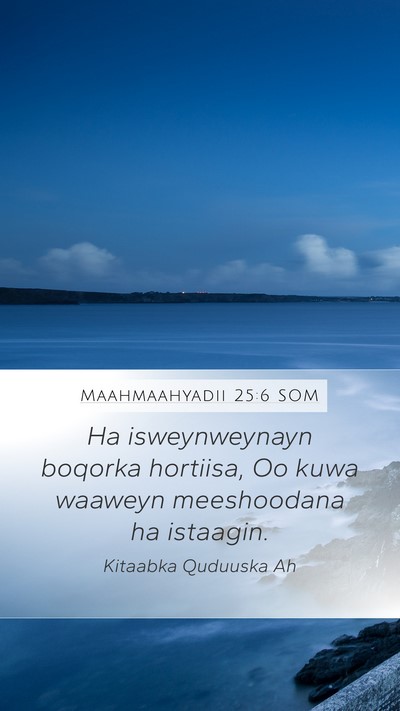 Maahmaahyadii 25:6 SOM Bible Verse Image