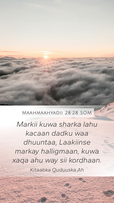 Maahmaahyadii 28:28 SOM Bible Verse Image