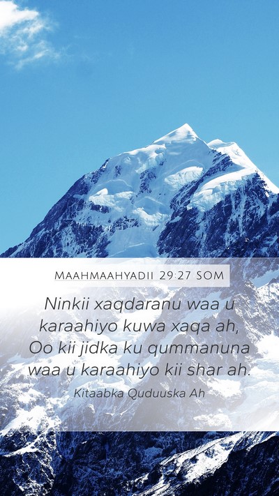 Maahmaahyadii 29:27 SOM Bible Verse Image