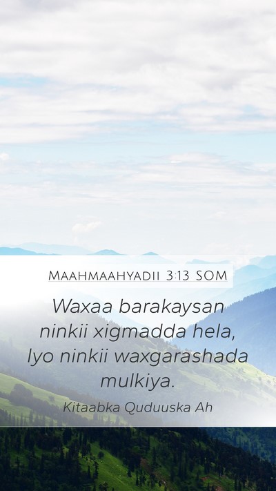 Maahmaahyadii 3:13 SOM Bible Verse Image