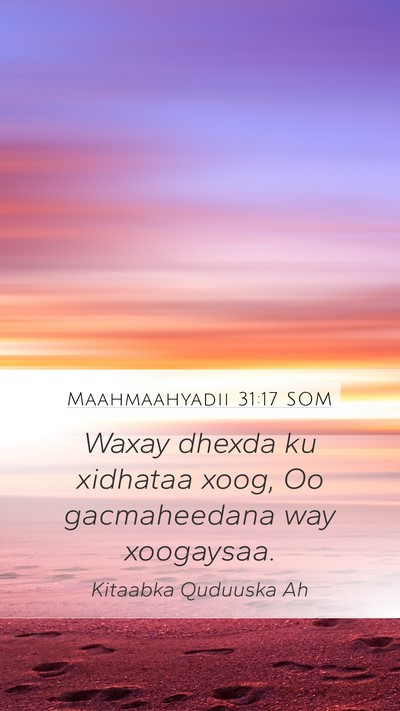 Maahmaahyadii 31:17 SOM Mobile Phone Wallpaper - Waxay dhexda ku xidhataa xoog, Oo gacmaheedana - Mobile Bible Verse Wallpaper