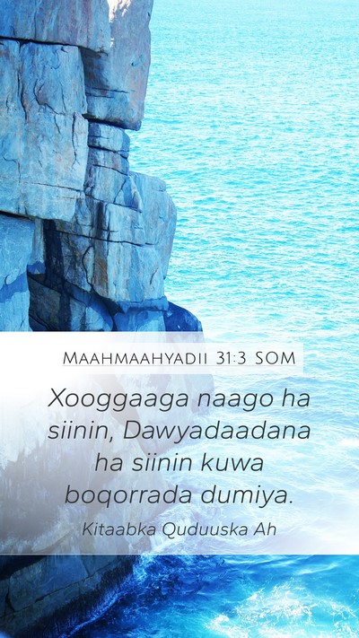 Maahmaahyadii 31:3 SOM Bible Verse Image