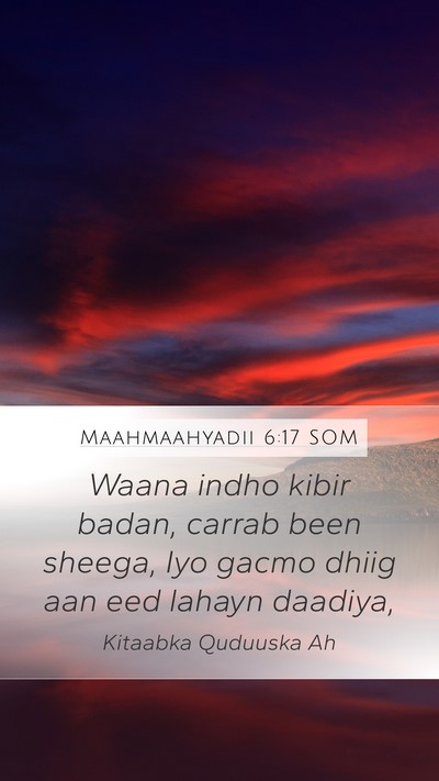 Maahmaahyadii 6:17 SOM Bible Verse Image