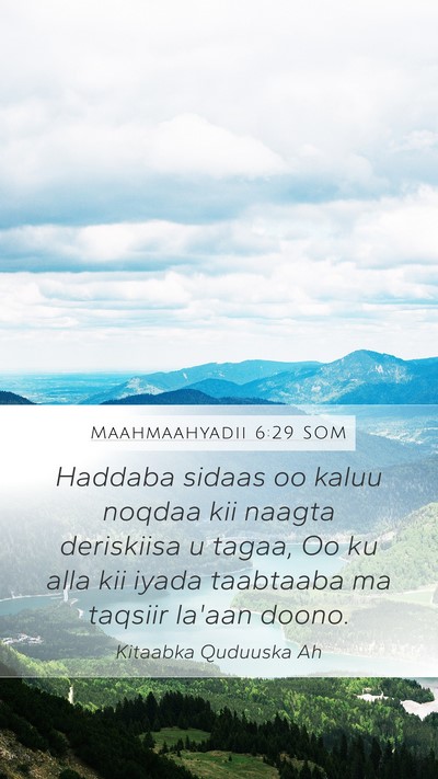 Maahmaahyadii 6:29 SOM Bible Verse Image