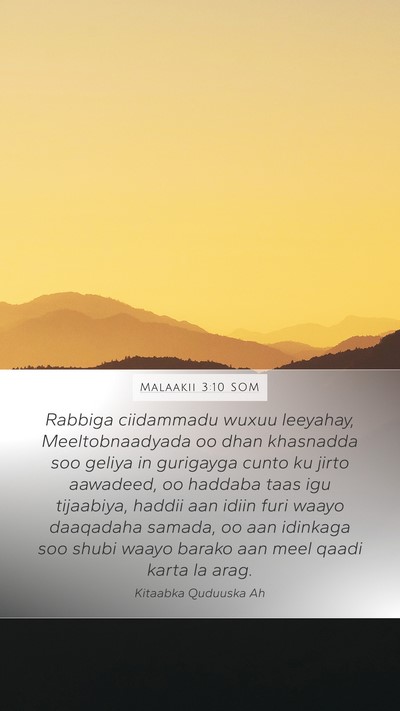 Malaakii 3:10 SOM Bible Verse Image