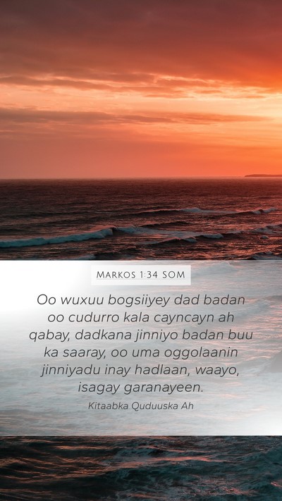 Markos 1:34 SOM Bible Verse Image