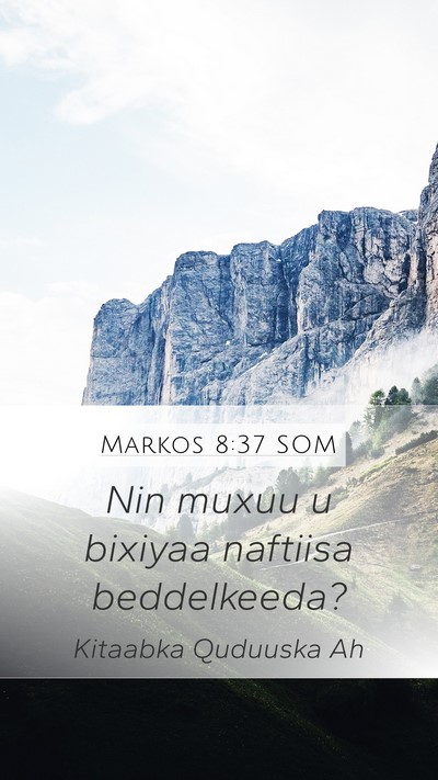 Markos 8:37 SOM Mobile Phone Wallpaper - Nin muxuu u bixiyaa naftiisa - Mobile Bible Verse Wallpaper