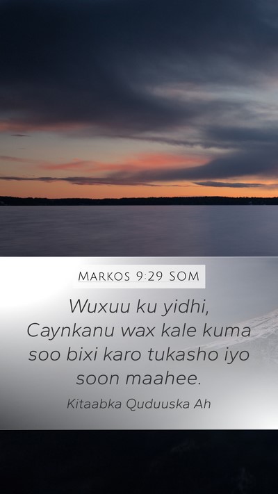 Markos 9:29 SOM Mobile Phone Wallpaper - Wuxuu ku yidhi, Caynkanu wax kale kuma soo bixi - Mobile Bible Verse Wallpaper