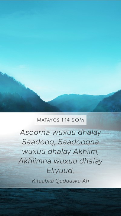 Matayos 1:14 SOM Mobile Phone Wallpaper - Asoorna wuxuu dhalay Saadooq, Saadooqna wuxuu - Mobile Bible Verse Wallpaper