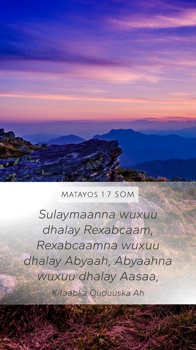 Matayos 1:7 SOM Bible Verse Image