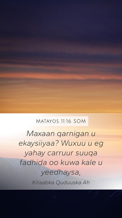 Matayos 11:16 SOM Bible Verse Image