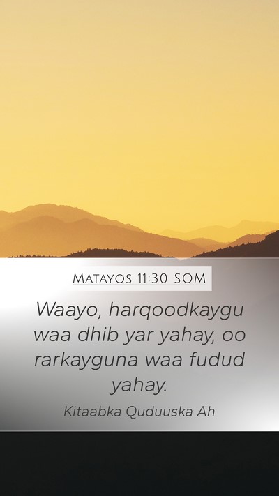 Matayos 11:30 SOM Bible Verse Image