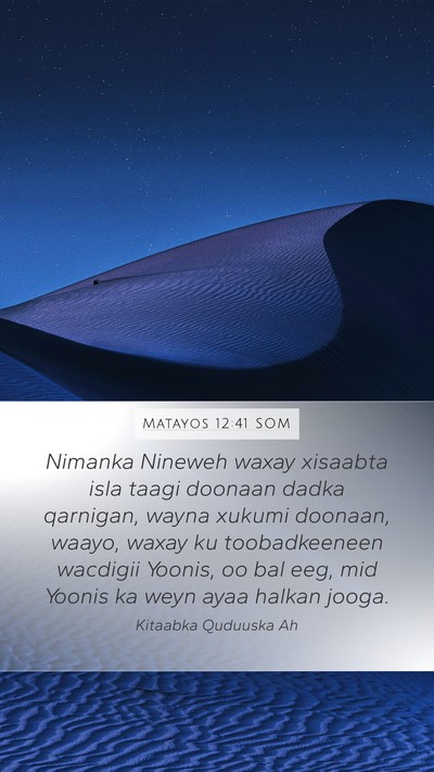 Matayos 12:41 SOM Bible Verse Image