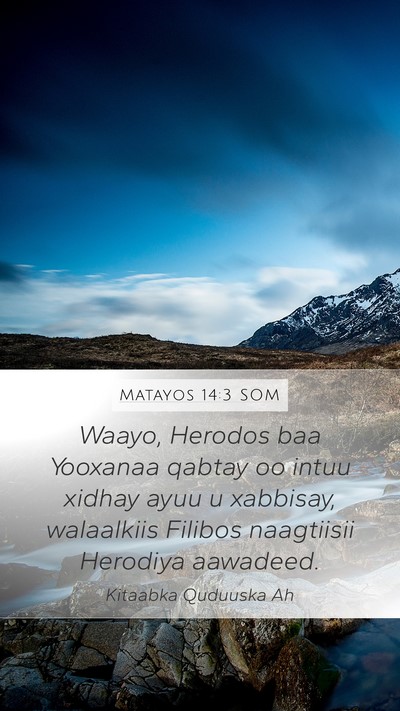 Matayos 14:3 SOM Bible Verse Image