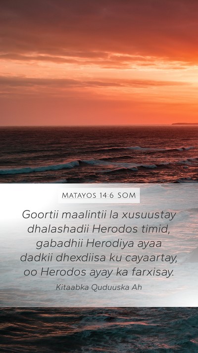 Matayos 14:6 SOM Bible Verse Image