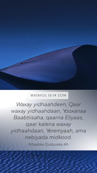 Matayos 16:14 SOM Bible Verse Image