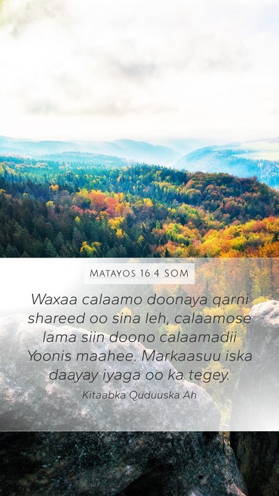 Matayos 16:4 SOM Bible Verse Image