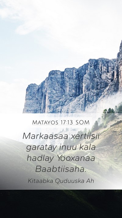 Matayos 17:13 SOM Mobile Phone Wallpaper - Markaasaa xertiisii garatay inuu kala hadlay - Mobile Bible Verse Wallpaper