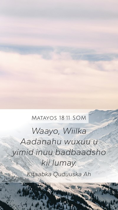 Matayos 18:11 SOM Mobile Phone Wallpaper - Waayo, Wiilka Aadanahu wuxuu u yimid inuu - Mobile Bible Verse Wallpaper