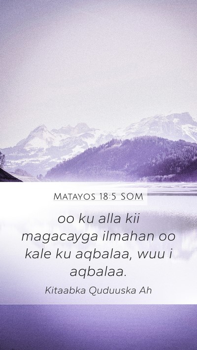 Matayos 18:5 SOM Bible Verse Image