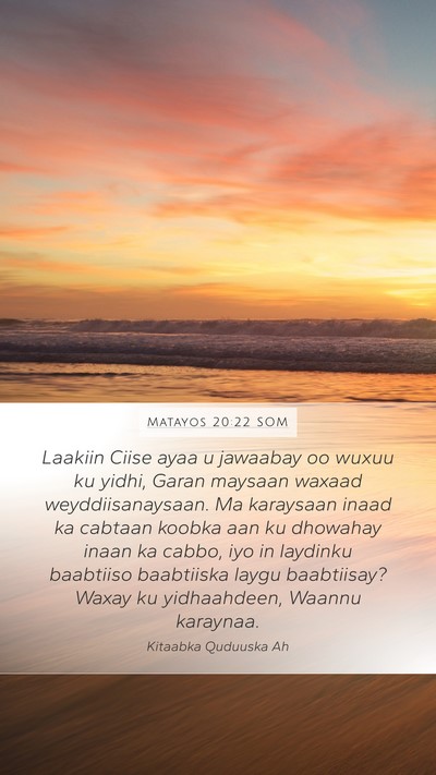 Matayos 20:22 SOM Bible Verse Image