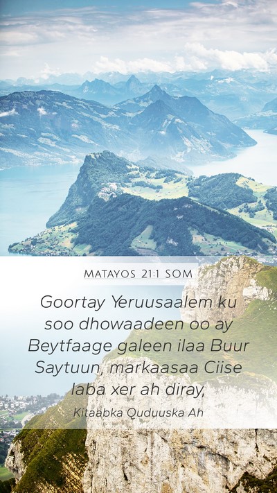 Matayos 21:1 SOM Bible Verse Image