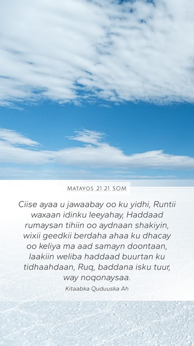 Matayos 21:21 SOM Bible Verse Image